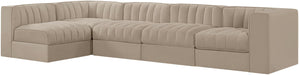 Meridian Furniture - Rummi Beige Velvet Performance Fabric Upholstered 5pc. Sectional - 660Beige-Sec5E - GreatFurnitureDeal
