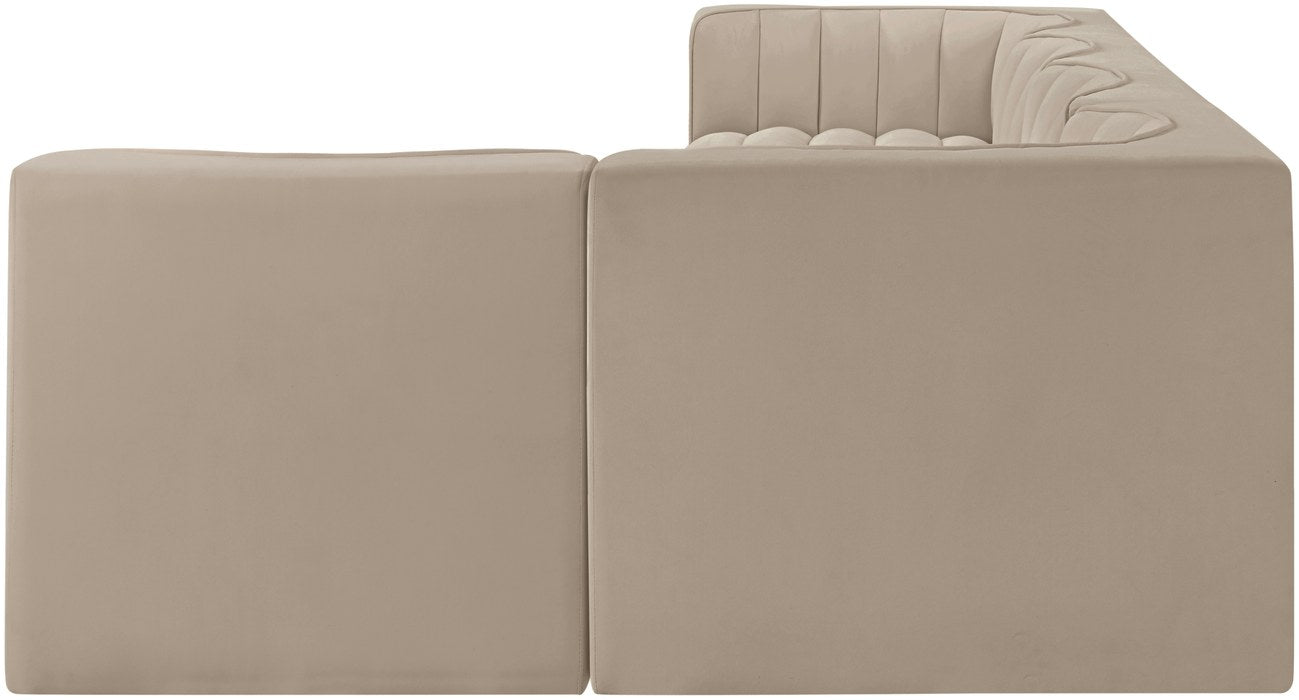Meridian Furniture - Rummi Beige Velvet Performance Fabric Upholstered 5pc. Sectional - 660Beige-Sec5E - GreatFurnitureDeal