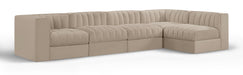 Meridian Furniture - Rummi Beige Velvet Performance Fabric Upholstered 5pc. Sectional - 660Beige-Sec5E - GreatFurnitureDeal