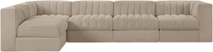 Meridian Furniture - Rummi Beige Velvet Performance Fabric Upholstered 5pc. Sectional - 660Beige-Sec5E - GreatFurnitureDeal