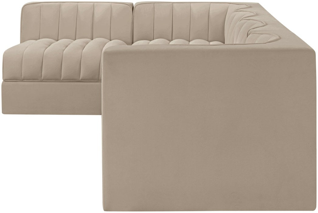 Meridian Furniture - Rummi Beige Velvet Performance Fabric Upholstered 5pc. Sectional - 660Beige-Sec5E - GreatFurnitureDeal