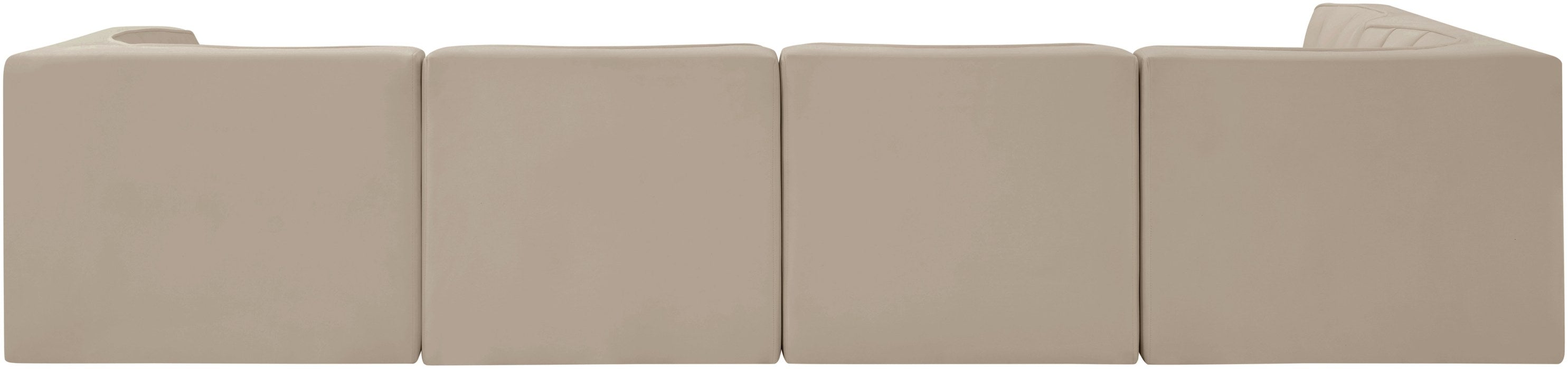 Meridian Furniture - Rummi Beige Velvet Performance Fabric Upholstered 5pc. Sectional - 660Beige-Sec5E - GreatFurnitureDeal
