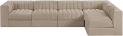 Meridian Furniture - Rummi Beige Velvet Performance Fabric Upholstered 5pc. Sectional - 660Beige-Sec5E - GreatFurnitureDeal