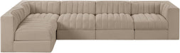 Meridian Furniture - Rummi Beige Velvet Performance Fabric Upholstered 5pc. Sectional - 660Beige-Sec5E - GreatFurnitureDeal