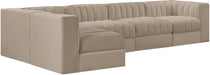 Meridian Furniture - Rummi Beige Velvet Performance Fabric Upholstered 5pc. Sectional - 660Beige-Sec5E - GreatFurnitureDeal
