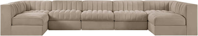 Meridian Furniture - Rummi Beige Velvet Performance Fabric Upholstered 7pc. Sectional - 660Beige-Sec7B - GreatFurnitureDeal