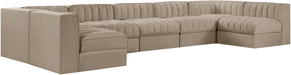 Meridian Furniture - Rummi Beige Velvet Performance Fabric Upholstered 7pc. Sectional - 660Beige-Sec7B - GreatFurnitureDeal