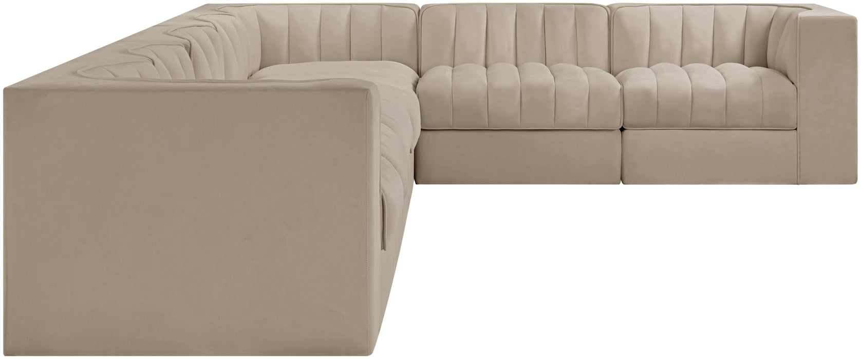 Meridian Furniture - Rummi Beige Velvet Performance Fabric Upholstered 7pc. Sectional - 660Beige-Sec7C - GreatFurnitureDeal