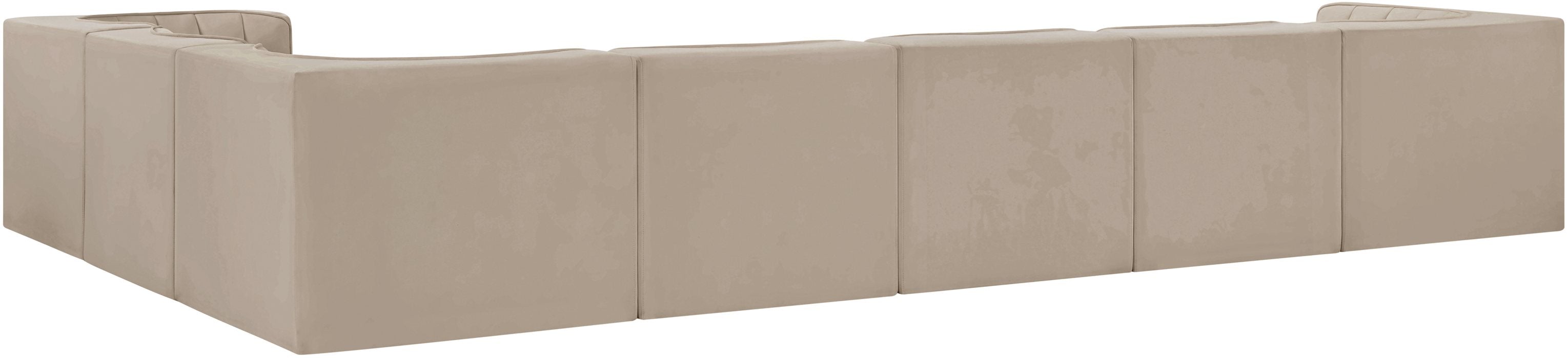 Meridian Furniture - Rummi Beige Velvet Performance Fabric Upholstered 7pc. Sectional - 660Beige-Sec7C - GreatFurnitureDeal