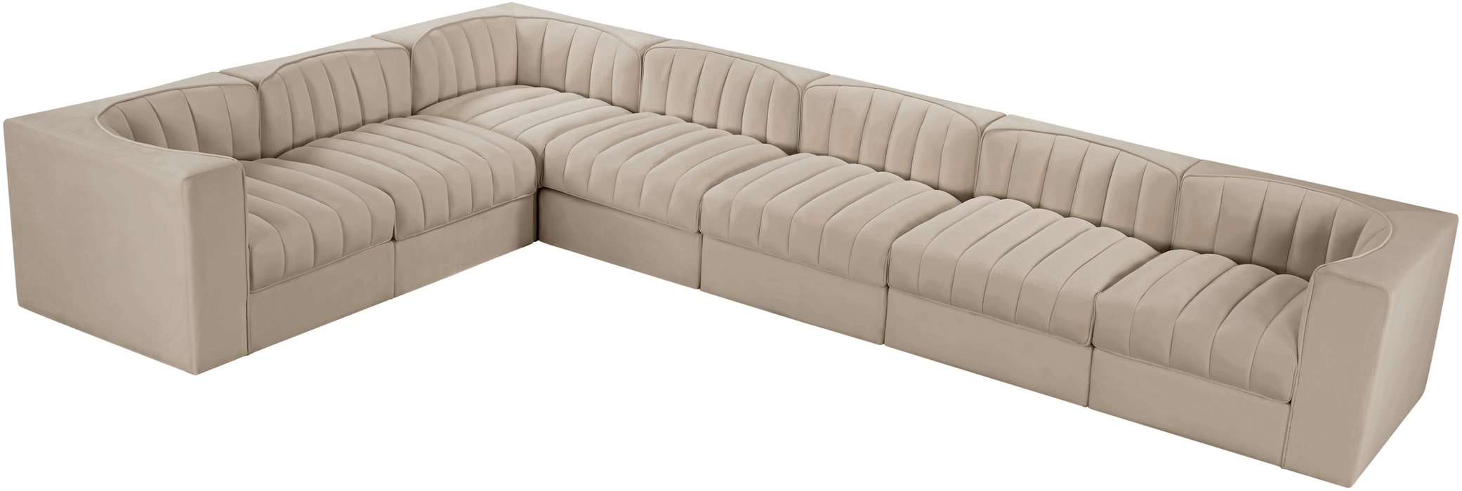Meridian Furniture - Rummi Beige Velvet Performance Fabric Upholstered 7pc. Sectional - 660Beige-Sec7C - GreatFurnitureDeal