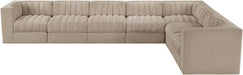 Meridian Furniture - Rummi Beige Velvet Performance Fabric Upholstered 7pc. Sectional - 660Beige-Sec7C - GreatFurnitureDeal