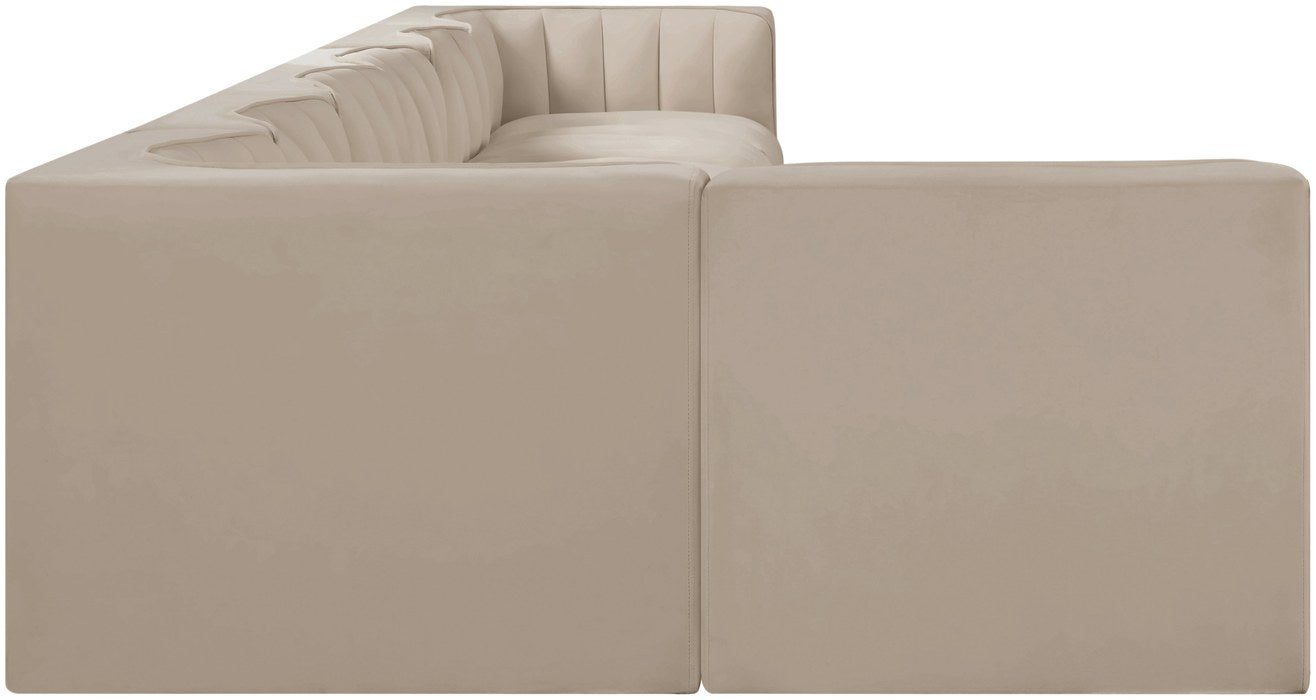 Meridian Furniture - Rummi Beige Velvet Performance Fabric Upholstered 7pc. Sectional - 660Beige-Sec7D - GreatFurnitureDeal