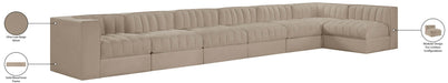 Meridian Furniture - Rummi Beige Velvet Performance Fabric Upholstered 7pc. Sectional - 660Beige-Sec7D - GreatFurnitureDeal