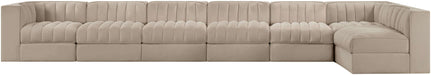 Meridian Furniture - Rummi Beige Velvet Performance Fabric Upholstered 7pc. Sectional - 660Beige-Sec7D - GreatFurnitureDeal