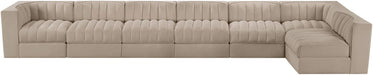 Meridian Furniture - Rummi Beige Velvet Performance Fabric Upholstered 7pc. Sectional - 660Beige-Sec7D - GreatFurnitureDeal