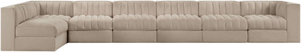 Meridian Furniture - Rummi Beige Velvet Performance Fabric Upholstered 7pc. Sectional - 660Beige-Sec7D - GreatFurnitureDeal