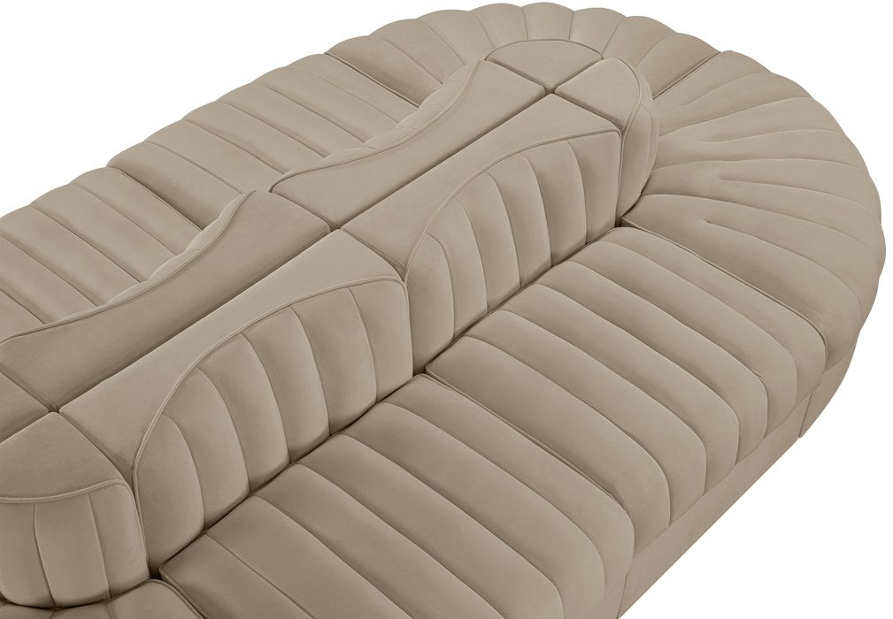 Meridian Furniture - Rummi Beige Velvet Performance Fabric Upholstered 8pc. Sectional - 660Beige-Sec8B - GreatFurnitureDeal