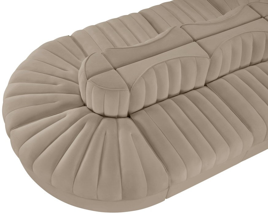 Meridian Furniture - Rummi Beige Velvet Performance Fabric Upholstered 8pc. Sectional - 660Beige-Sec8B - GreatFurnitureDeal