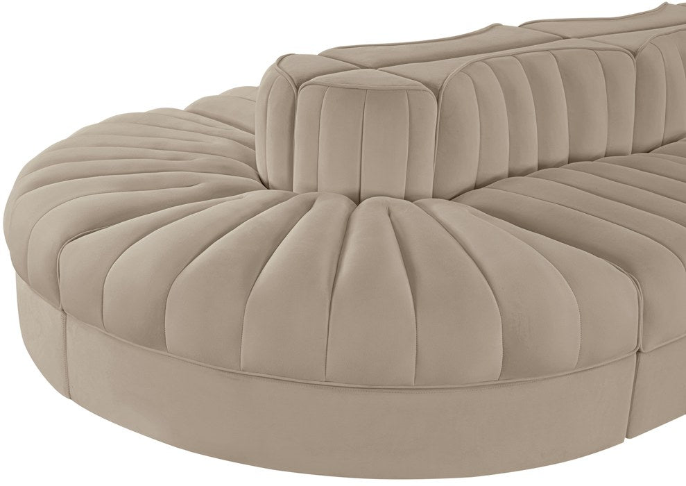 Meridian Furniture - Rummi Beige Velvet Performance Fabric Upholstered 8pc. Sectional - 660Beige-Sec8B - GreatFurnitureDeal