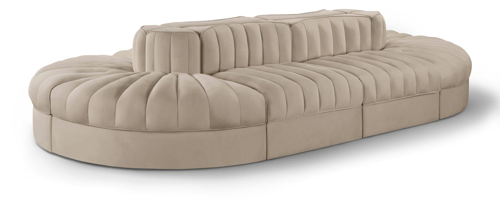 Meridian Furniture - Rummi Beige Velvet Performance Fabric Upholstered 8pc. Sectional - 660Beige-Sec8B - GreatFurnitureDeal