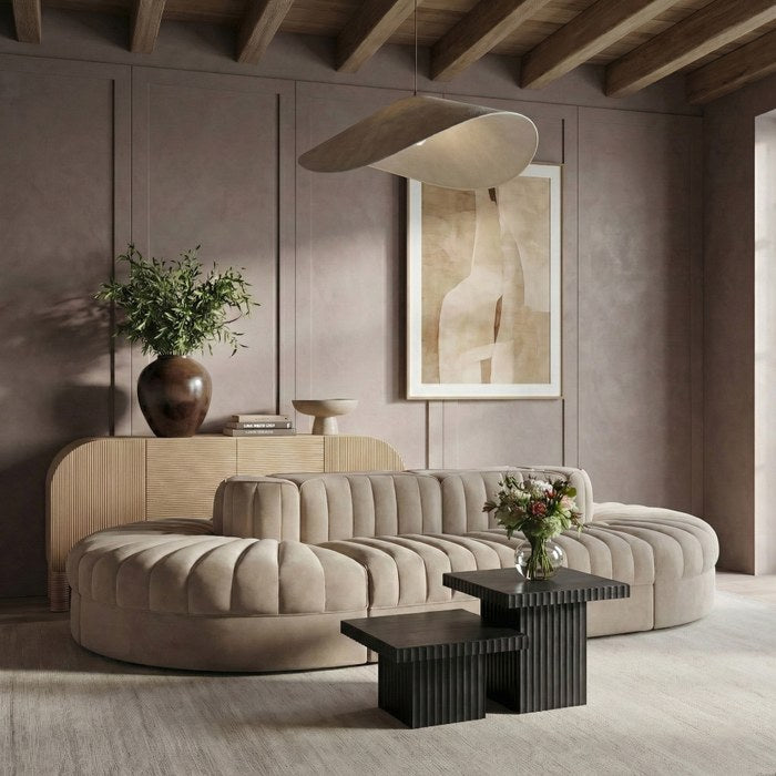 Meridian Furniture - Rummi Beige Velvet Performance Fabric Upholstered 8pc. Sectional - 660Beige-Sec8B - GreatFurnitureDeal