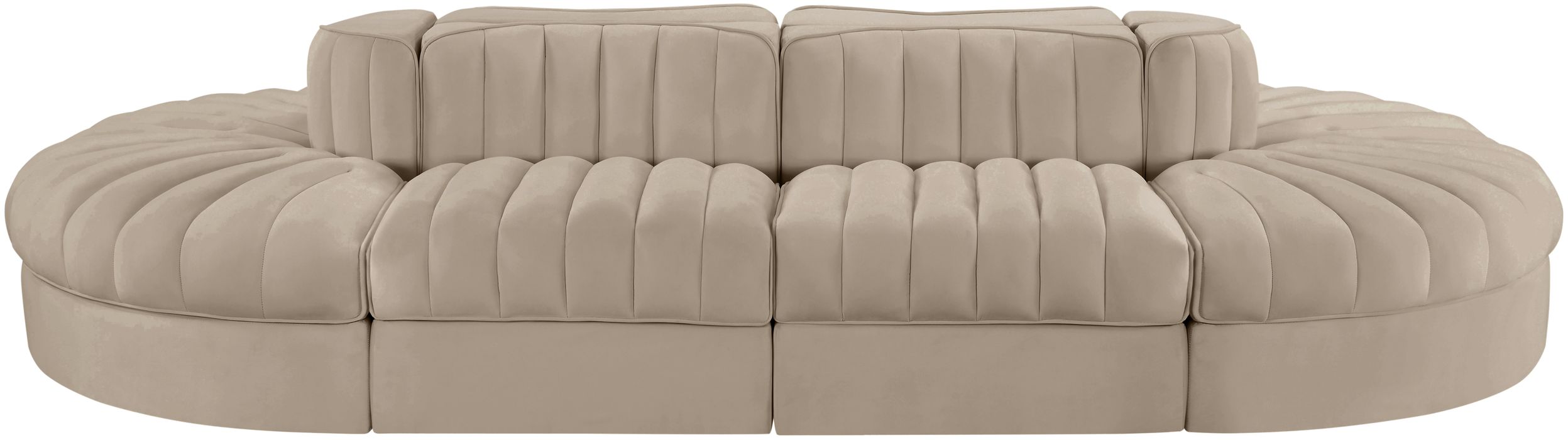 Meridian Furniture - Rummi Beige Velvet Performance Fabric Upholstered 8pc. Sectional - 660Beige-Sec8B - GreatFurnitureDeal