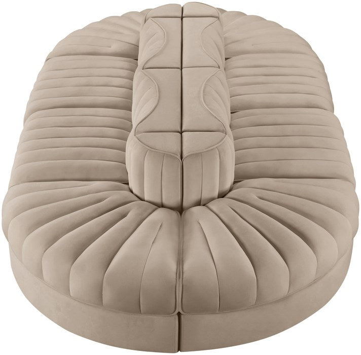 Meridian Furniture - Rummi Beige Velvet Performance Fabric Upholstered 8pc. Sectional - 660Beige-Sec8B - GreatFurnitureDeal