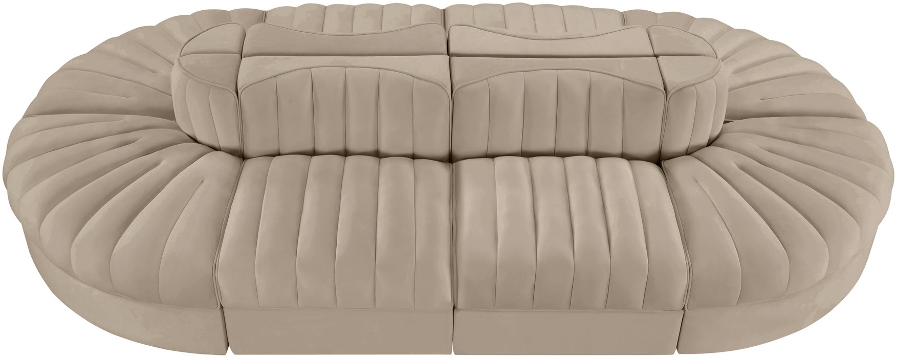 Meridian Furniture - Rummi Beige Velvet Performance Fabric Upholstered 8pc. Sectional - 660Beige-Sec8B - GreatFurnitureDeal