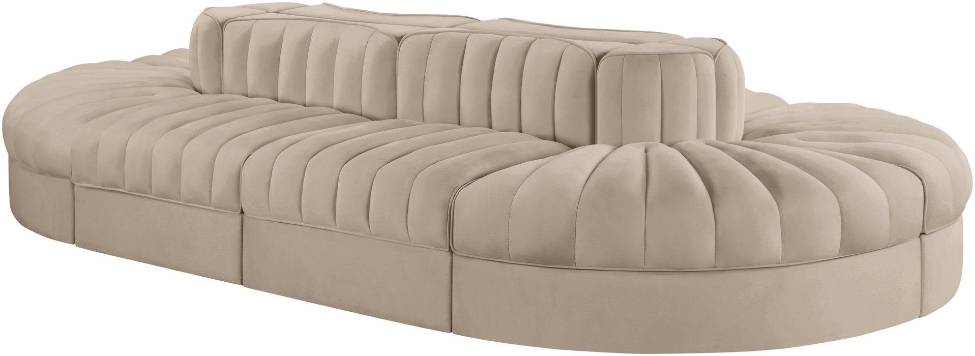 Meridian Furniture - Rummi Beige Velvet Performance Fabric Upholstered 8pc. Sectional - 660Beige-Sec8B - GreatFurnitureDeal