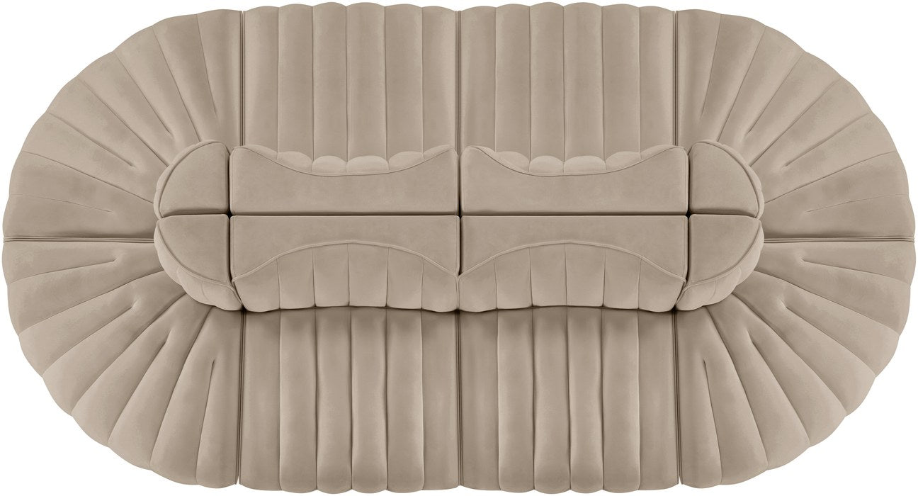 Meridian Furniture - Rummi Beige Velvet Performance Fabric Upholstered 8pc. Sectional - 660Beige-Sec8B - GreatFurnitureDeal