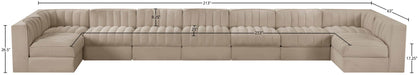 Meridian Furniture - Rummi Beige Velvet Performance Fabric Upholstered 9pc. Sectional - 660Beige-Sec9A - GreatFurnitureDeal