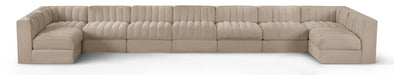 Meridian Furniture - Rummi Beige Velvet Performance Fabric Upholstered 9pc. Sectional - 660Beige-Sec9A - GreatFurnitureDeal