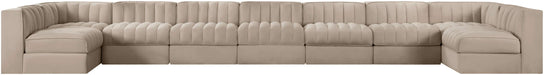Meridian Furniture - Rummi Beige Velvet Performance Fabric Upholstered 9pc. Sectional - 660Beige-Sec9A - GreatFurnitureDeal