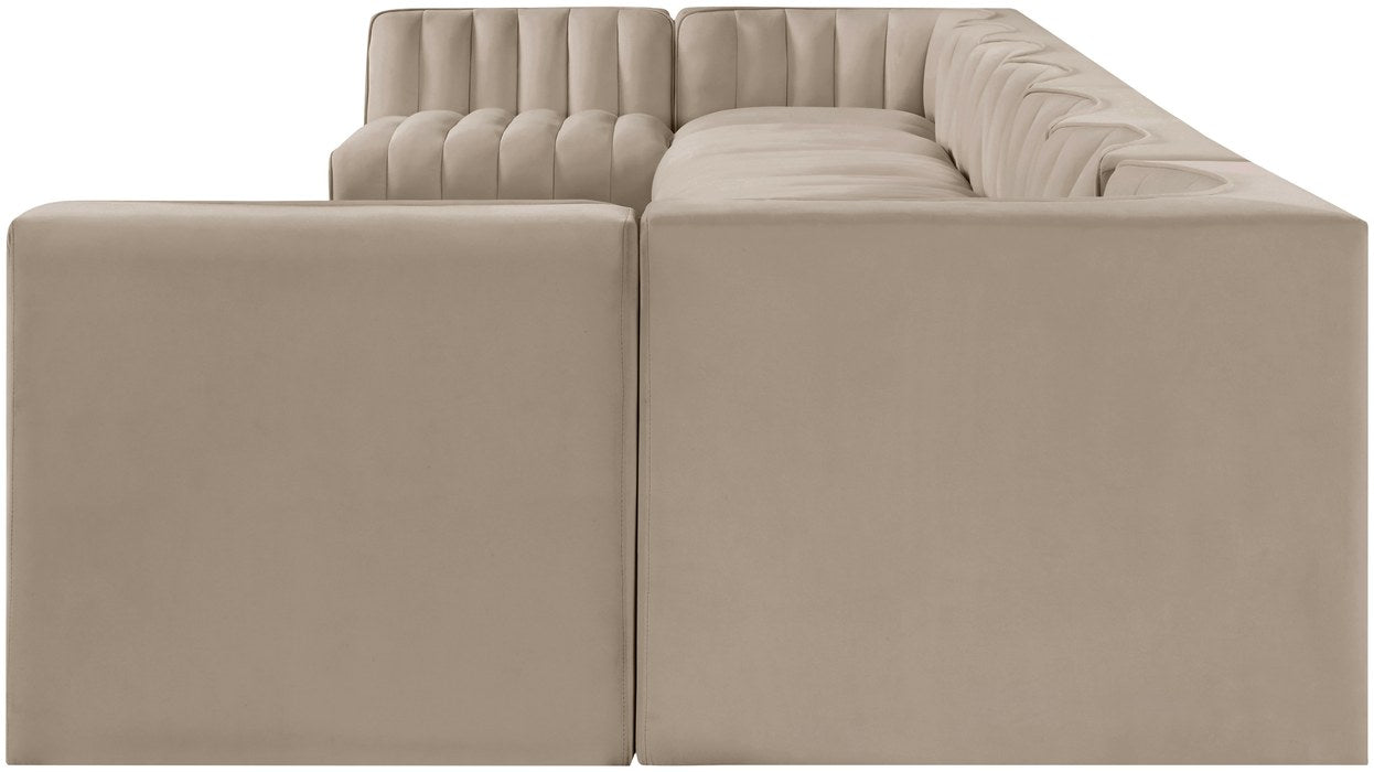 Meridian Furniture - Rummi Beige Velvet Performance Fabric Upholstered 9pc. Sectional - 660Beige-Sec9A - GreatFurnitureDeal