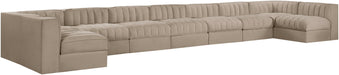 Meridian Furniture - Rummi Beige Velvet Performance Fabric Upholstered 9pc. Sectional - 660Beige-Sec9A - GreatFurnitureDeal