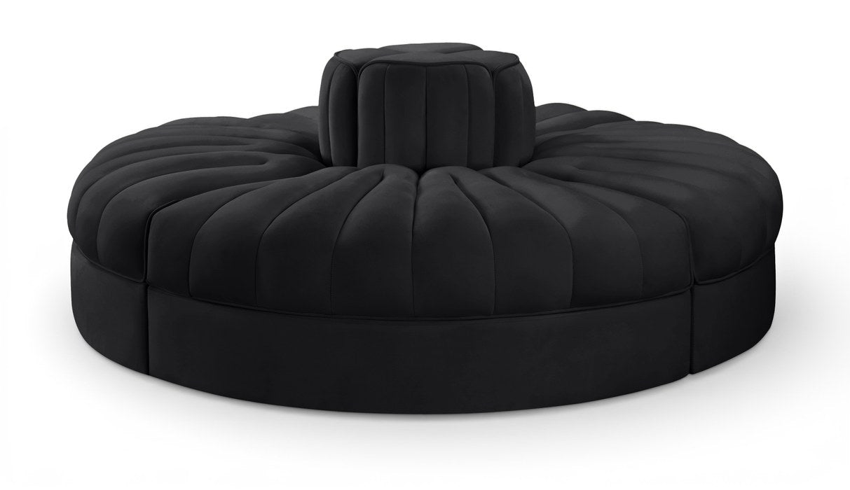 Meridian Furniture - Rummi Black Velvet Performance Fabric Upholstered 4pc. Sofa - 660Black-4RC - GreatFurnitureDeal