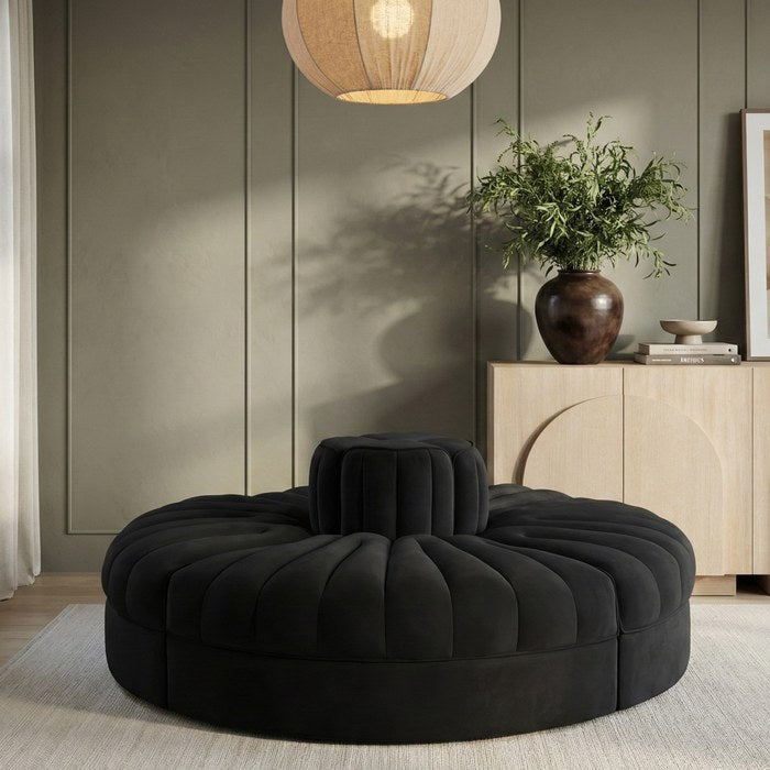 Meridian Furniture - Rummi Black Velvet Performance Fabric Upholstered 4pc. Sofa - 660Black-4RC - GreatFurnitureDeal