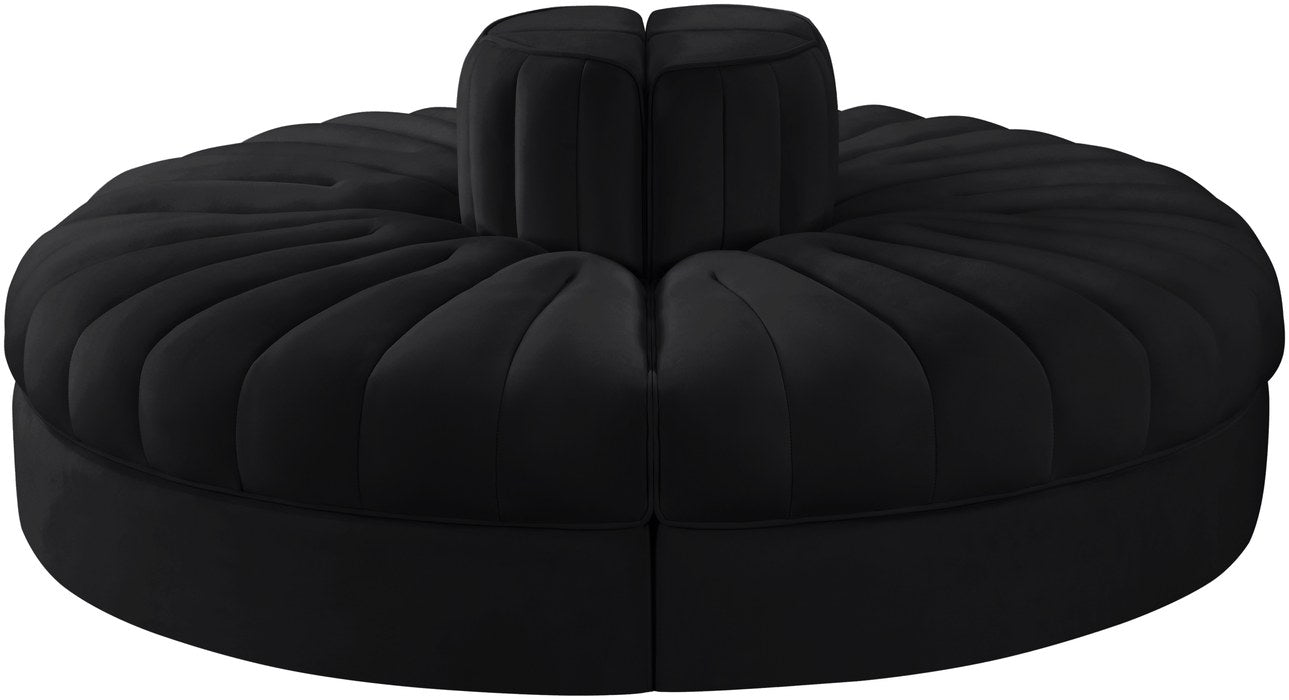 Meridian Furniture - Rummi Black Velvet Performance Fabric Upholstered 4pc. Sofa - 660Black-4RC - GreatFurnitureDeal