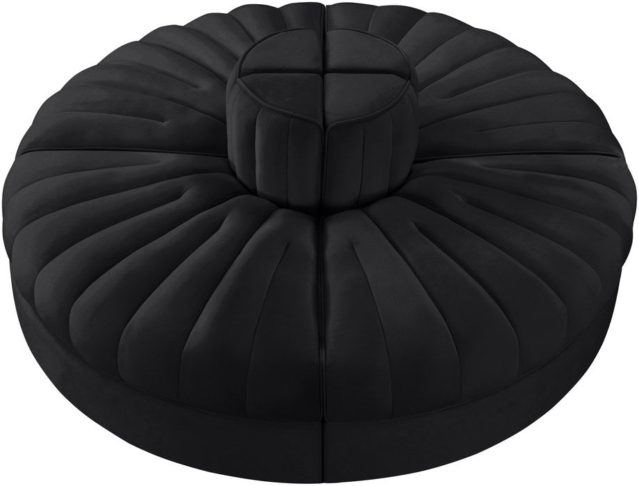 Meridian Furniture - Rummi Black Velvet Performance Fabric Upholstered 4pc. Sofa - 660Black-4RC - GreatFurnitureDeal