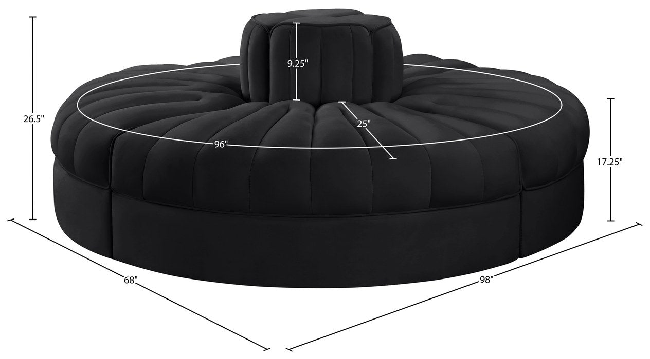 Meridian Furniture - Rummi Black Velvet Performance Fabric Upholstered 4pc. Sofa - 660Black-4RC - GreatFurnitureDeal