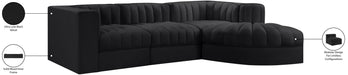 Meridian Furniture - Rummi Black Velvet Performance Fabric Upholstered 4pc. Sectional - 660Black-Sec4C - GreatFurnitureDeal