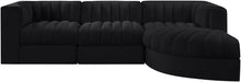 Meridian Furniture - Rummi Black Velvet Performance Fabric Upholstered 4pc. Sectional - 660Black-Sec4C - GreatFurnitureDeal