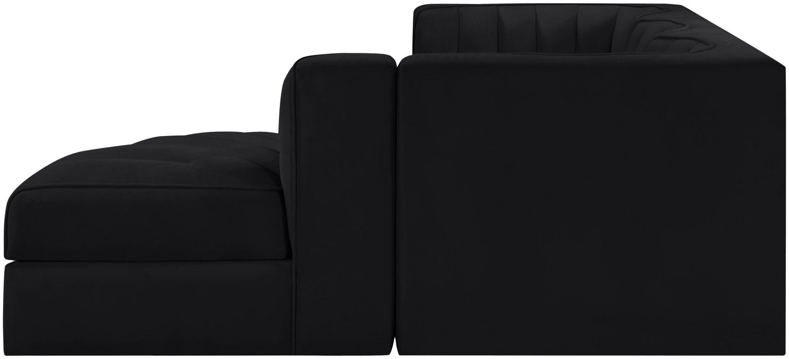 Meridian Furniture - Rummi Black Velvet Performance Fabric Upholstered 4pc. Sectional - 660Black-Sec4C - GreatFurnitureDeal