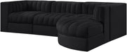 Meridian Furniture - Rummi Black Velvet Performance Fabric Upholstered 4pc. Sectional - 660Black-Sec4C - GreatFurnitureDeal