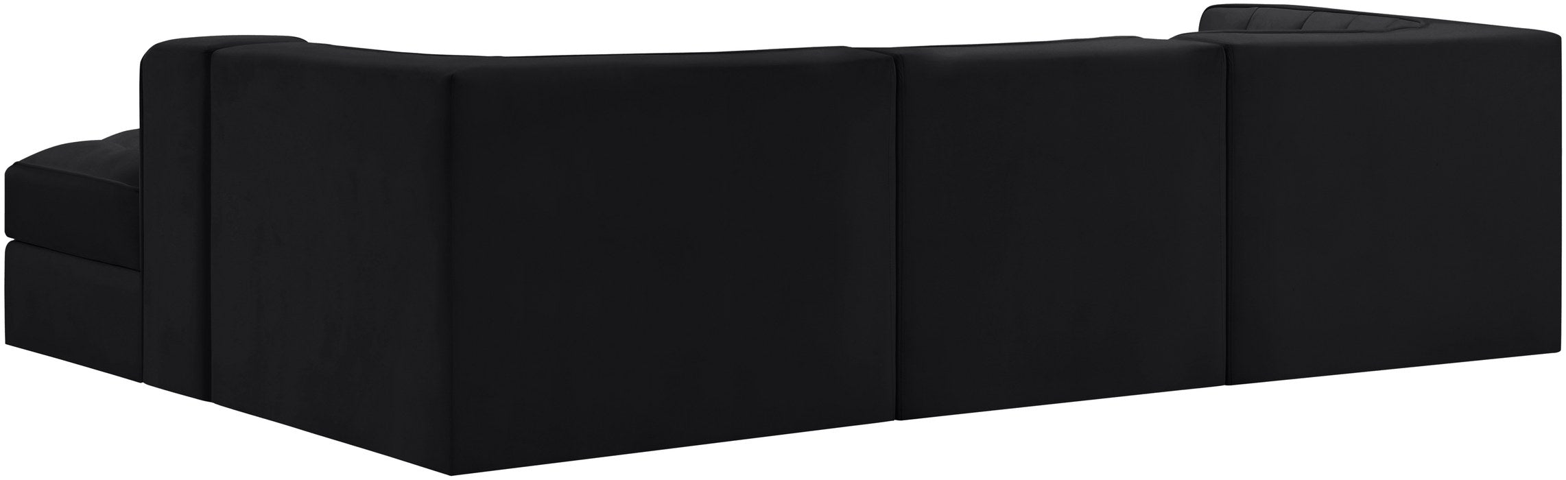 Meridian Furniture - Rummi Black Velvet Performance Fabric Upholstered 4pc. Sectional - 660Black-Sec4C - GreatFurnitureDeal