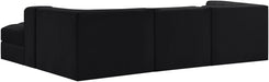 Meridian Furniture - Rummi Black Velvet Performance Fabric Upholstered 4pc. Sectional - 660Black-Sec4C - GreatFurnitureDeal