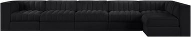 Meridian Furniture - Rummi Black Velvet Performance Fabric Upholstered 6pc. Sectional - 660Black-Sec6E - GreatFurnitureDeal