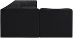 Meridian Furniture - Rummi Black Velvet Performance Fabric Upholstered 6pc. Sectional - 660Black-Sec6E - GreatFurnitureDeal