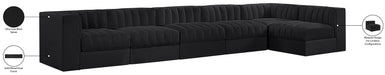 Meridian Furniture - Rummi Black Velvet Performance Fabric Upholstered 6pc. Sectional - 660Black-Sec6E - GreatFurnitureDeal