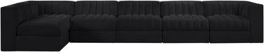 Meridian Furniture - Rummi Black Velvet Performance Fabric Upholstered 6pc. Sectional - 660Black-Sec6E - GreatFurnitureDeal